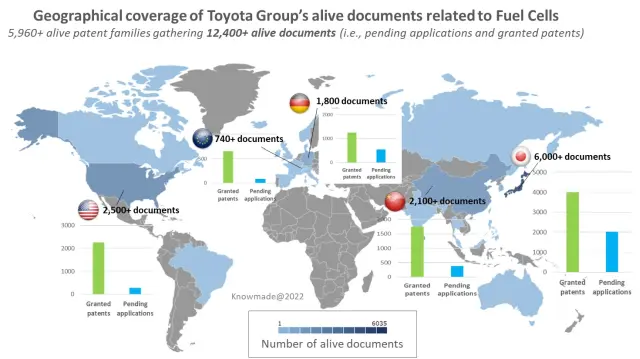 Toyota is leading a geographical strategy on fuel cell vehicles, here is a map of the areas concerned (USA, EU, Asia).