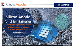 Featured image of the webinar about silicon anode for Li-ion batteries.