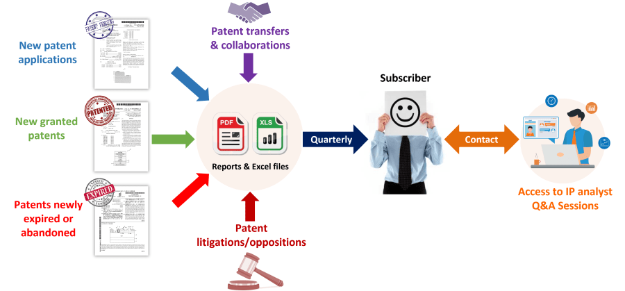 Content of a patent monitor by KnowMade.